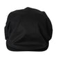 Black Cotton Blend Logo Newsboy Hat Men