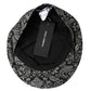 Black Silver Floral Jacquard Newsboy Hat Men