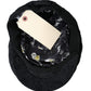 Black Floral Brocade Newsboy Hat Men