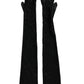 Women Black Mesh Net Elbow Length Gloves