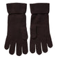Brown Wool Knitted Wrist Length Gloves