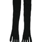 Black Cashmere Knitted Elbow Length Gloves