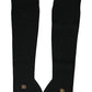 Black Wool Knitted Logo Finger Less Gloves