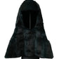 Black Weasel Fur Whole Head Wrap Hat