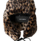 Multicolor Leopard Fur Trapper Women Hat