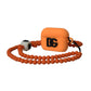 Orange Silicone Rubber Logo Beaded Strap Airpods Case