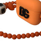 Orange Silicone Rubber Logo Beaded Strap Airpods Case