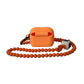 Orange Silicone Rubber Logo Beaded Strap Airpods Case
