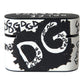 Black White Leather Scribble Embossed Logo Airpods Case