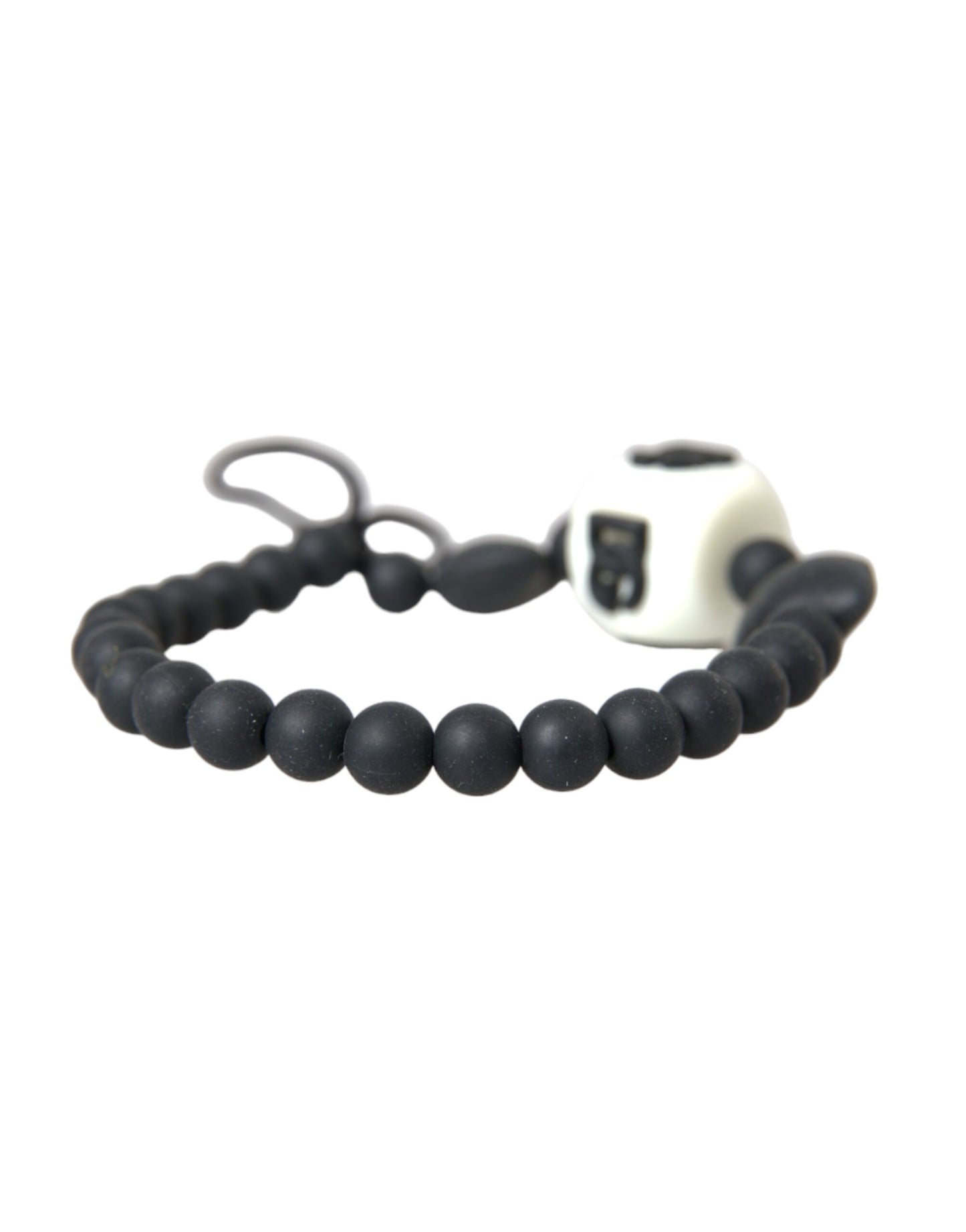 Black White Beaded DG Charm Fashion Bracelet