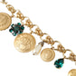 Gold Tone Brass Chain Crystal Women Bracelet