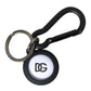 Black White Rubber DG Logo Round Metal Keyring Keychain