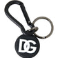 Black White Rubber DG Logo Round Metal Keyring Keychain