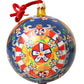 Gold Tone Carretto Print Round Ornament Christmas Ball