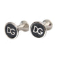 Silver Plated Brass Round Pin DG Logo Cufflinks