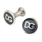Silver Plated Brass Round Pin DG Logo Cufflinks