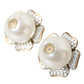 Gold Tone Maxi Faux Pearl Floral Clip-on Jewelry Earrings