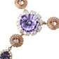 Gold Brass Crystal Purple Pink Pearl Pendants Necklace
