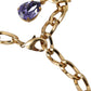 Gold Brass Crystal Purple Pink Pearl Pendants Necklace