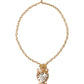 Gold Brass Chain Sacred Heart Crystal Charm Necklace