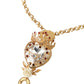 Gold Brass Chain Sacred Heart Crystal Charm Necklace