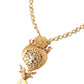 Gold Brass Chain Sacred Heart Crystal Charm Necklace