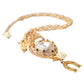 Gold Brass Chain Sacred Heart Crystal Charm Necklace