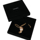 Gold Brass Chain Sacred Heart Crystal Charm Necklace