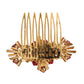 Gold Brass Crystal Heart Floral Hair Comb