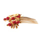 Gold Brass Crystal Heart Floral Hair Comb