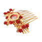 Gold Brass Crystal Heart Floral Hair Comb