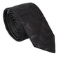 Black Patterned 100% Silk Adjustable Men Tie