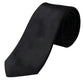 Black Solid Silk Adjustable Tie Men