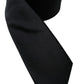 Black Solid Silk Adjustable Tie Men