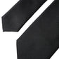 Black Solid Silk Adjustable Tie Men