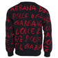 Black Red Logo Crew Neck Sweatshirt Men Sweater