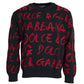 Black Red Logo Crew Neck Sweatshirt Men Sweater