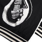 Black White Guitar Print Silk Pullover Sweater