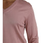 Pink Silk V-neck Long Sleeve Pullover Sweater
