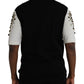 White Black Silk Studded Stone Crystal Shirt