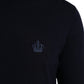 Blue Wool Crown Turtleneck Pullover Sweater