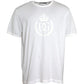 White Logo Embossed Cotton Crewneck T-shirt