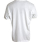 White Logo Embossed Cotton Crewneck T-shirt