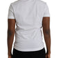 White Cotton Logo Plaque V-neck Men T-shirt