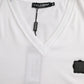 White Cotton Logo Plaque V-neck Men T-shirt