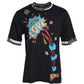 Black Cotton Graphic Print Crewneck T-shirt