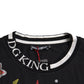 Black Cotton Graphic Print Crewneck T-shirt