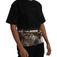 Black Leopard Cotton Short Sleeves T-shirt