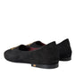 Black Suede Gold Cross Slip On Loafer Shoes