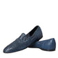 Blue Woven Leather Slip On Loafers Men Shoes